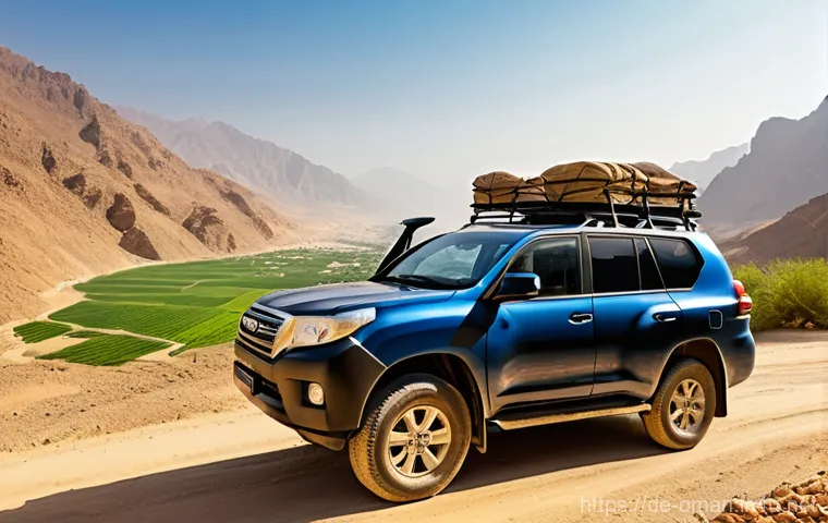 오만의 고속도로 통행료 - **Prompt:** A vibrant, sun-drenched scene depicting a modern, European-style mid-size SUV (such as a...